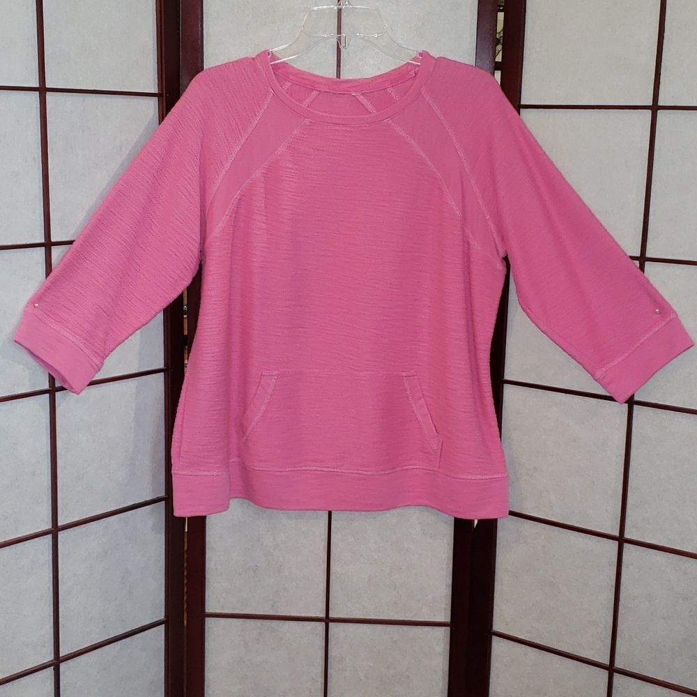 Casual Pink Pullover Pouch Pocket Sweater